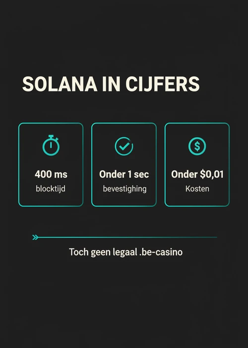 Afbeelding van Solana (SOL) logo met casino speelkaarten en fiches, Belgische vlag op de achtergrond